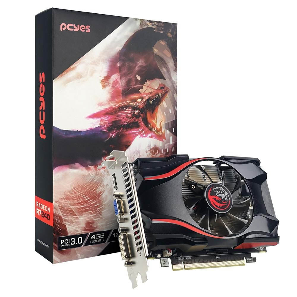Placa De Video Pcyes AMD Radeon R7 240 4gb GDDR5 128bits Hdmi Dvi Vga - PVR2404GBR5128 Truedata
